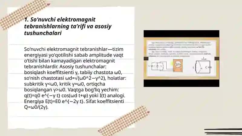 Soʻnuvchi va majburiy elektromagnit tebranishlar 3