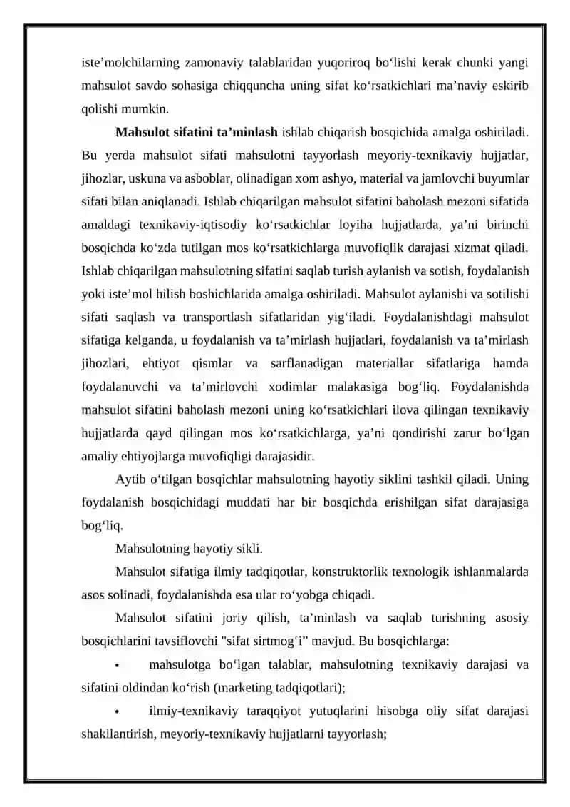 Korxona(fmna) mahsulot ishlab chiqarish sifatini boshqarish 3