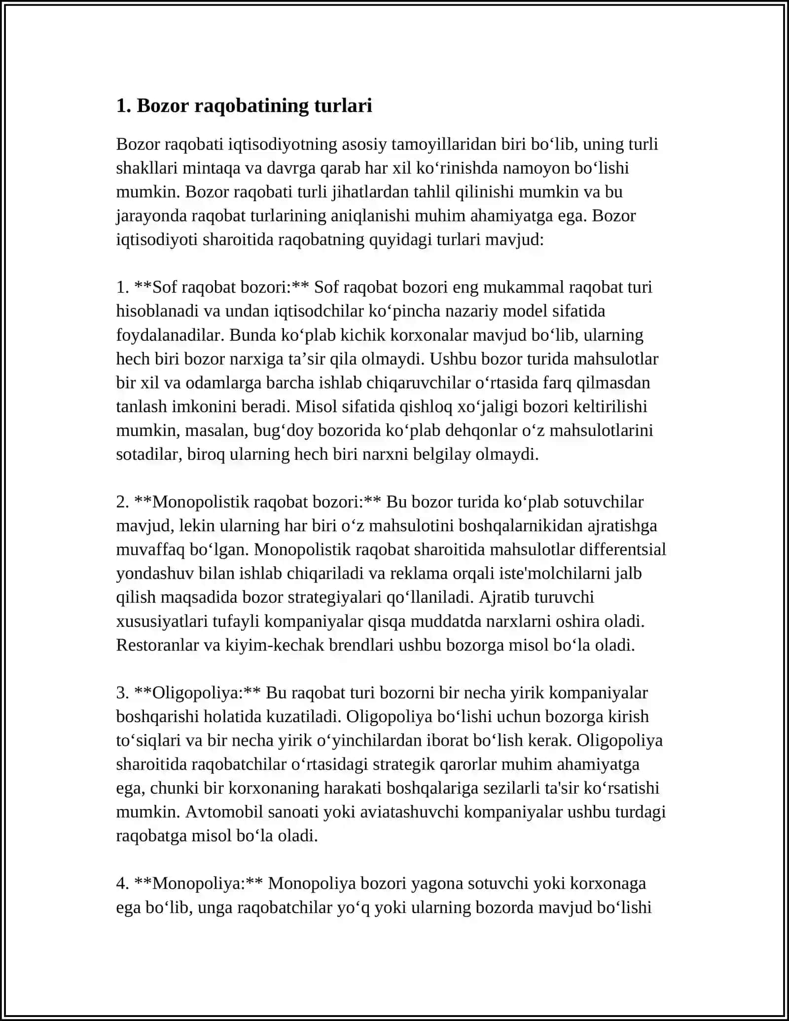 RAQOBATNING TURLI KOʻRINISHLARI SHAROITIDA NARXNING SHAKLLANISHI XUSUSIYATLARI 3