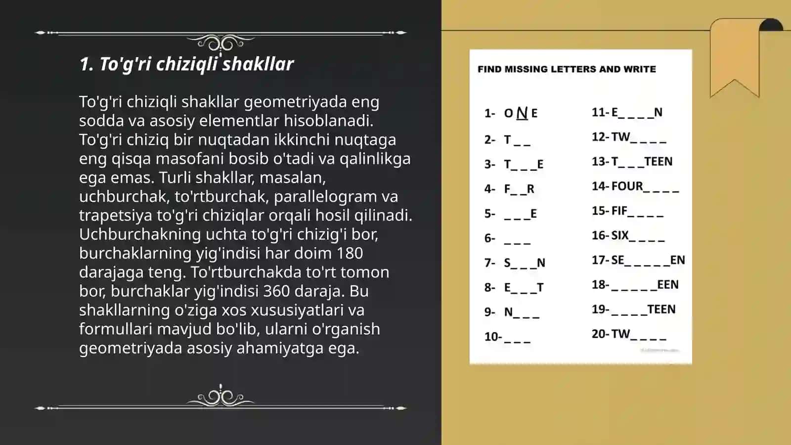 To'g'ri chiziqli shakllar 3