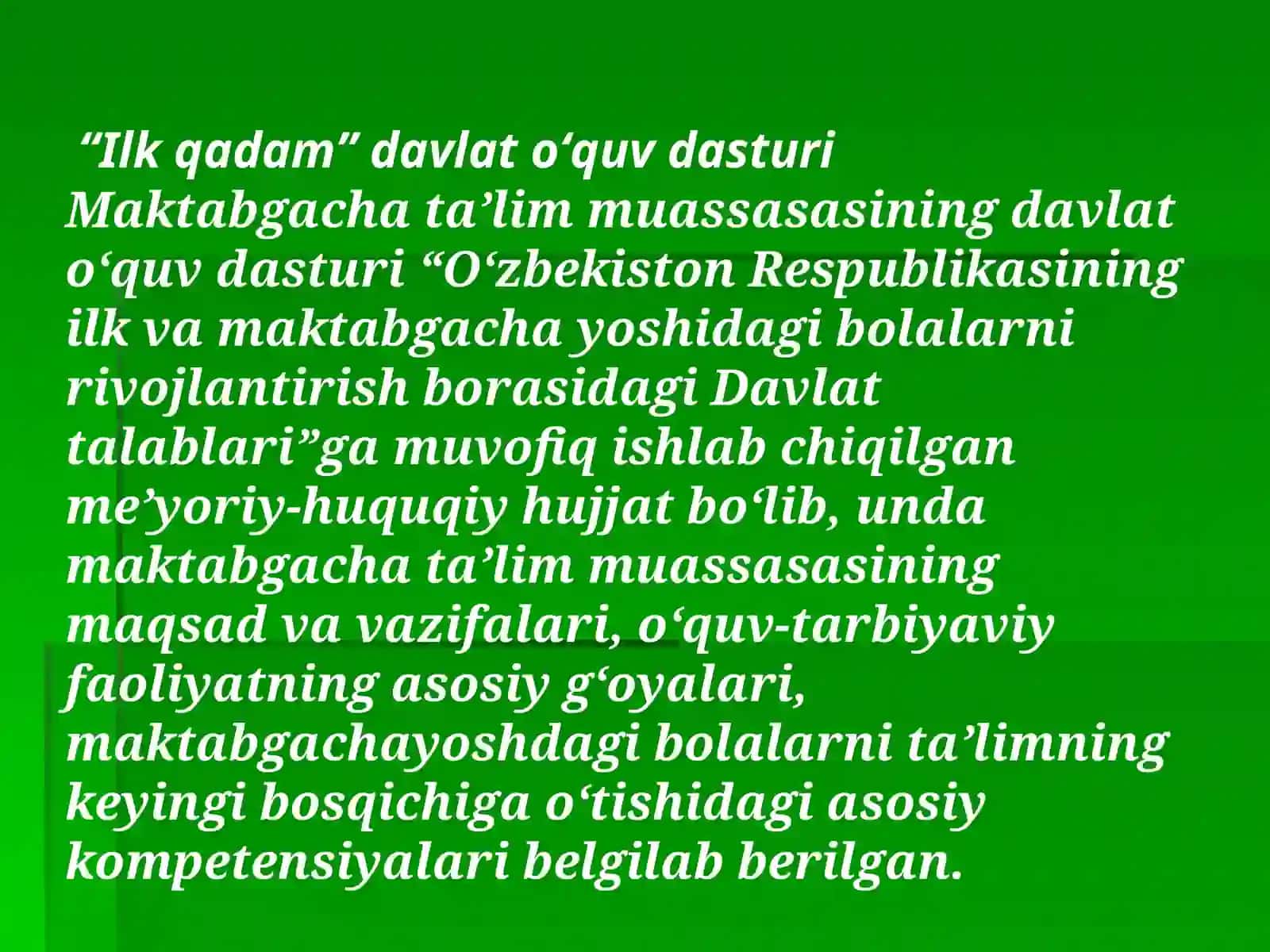 Ilk qadam o'quv dasturi 3