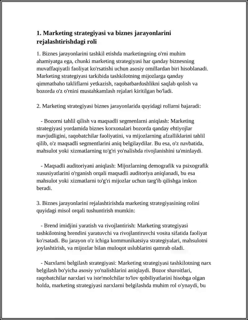 BIZNES JARAYONLARINI TASHKIL ETISHDA MARKETINGNING O'RNI 3