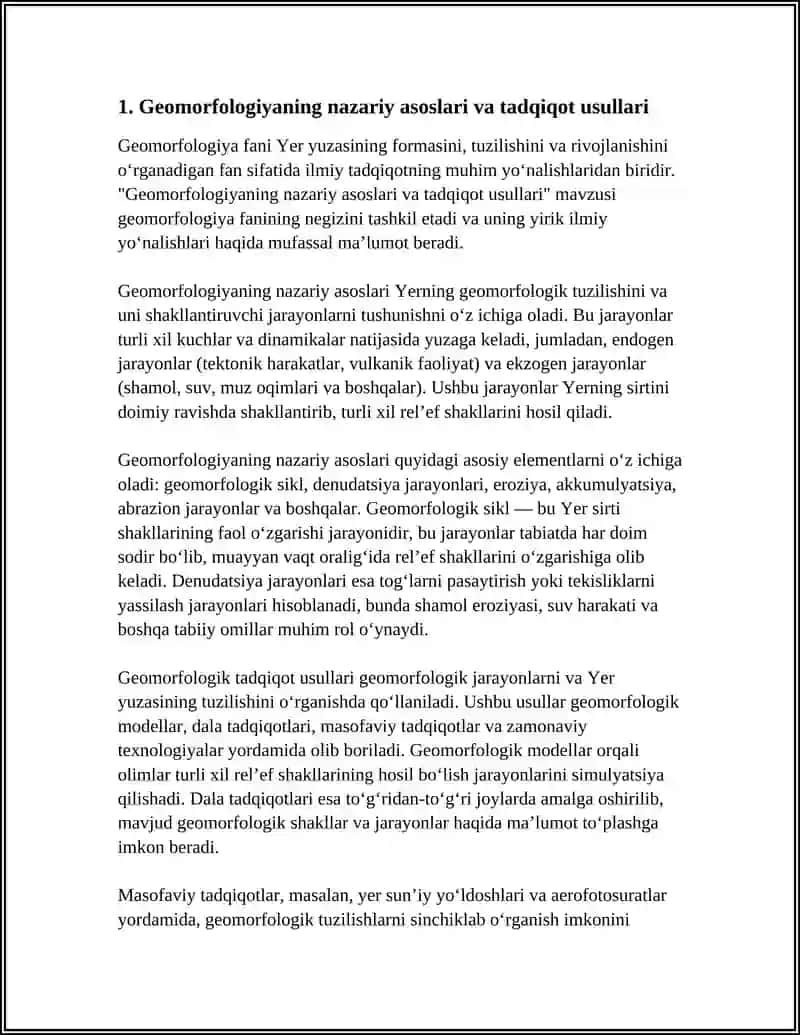 GEOMORFOLOGIYA FANIDAN BIRONTA MAQOLA YOZIB BER 3
