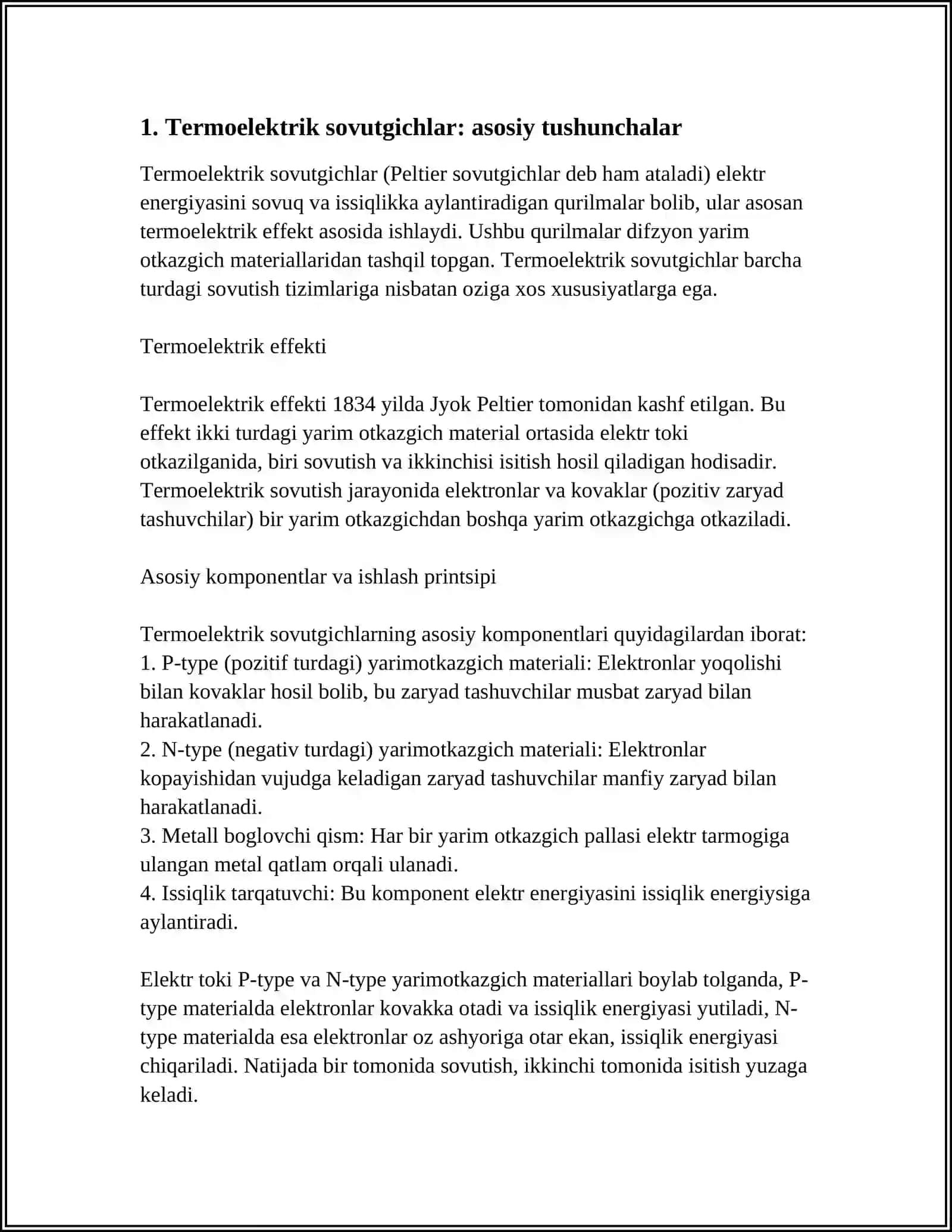 TERMOELEKTRIK SOVUTGICHLARNI ISHLASH PRINSIPI 3