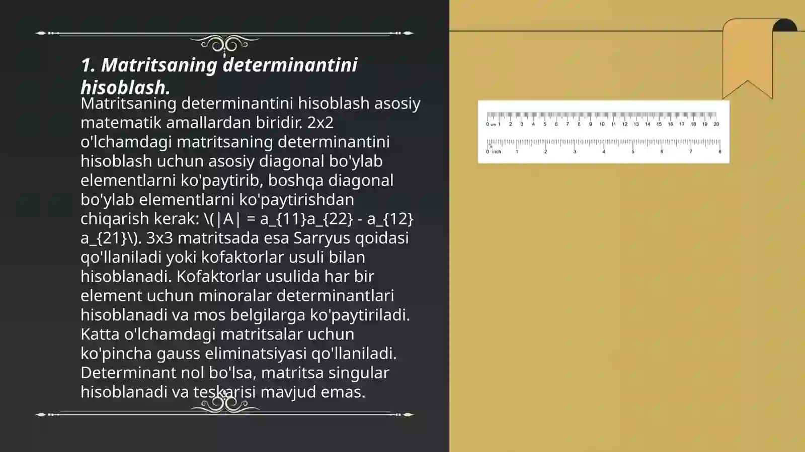 Matrisaning xos son va xos vektorini topish 3