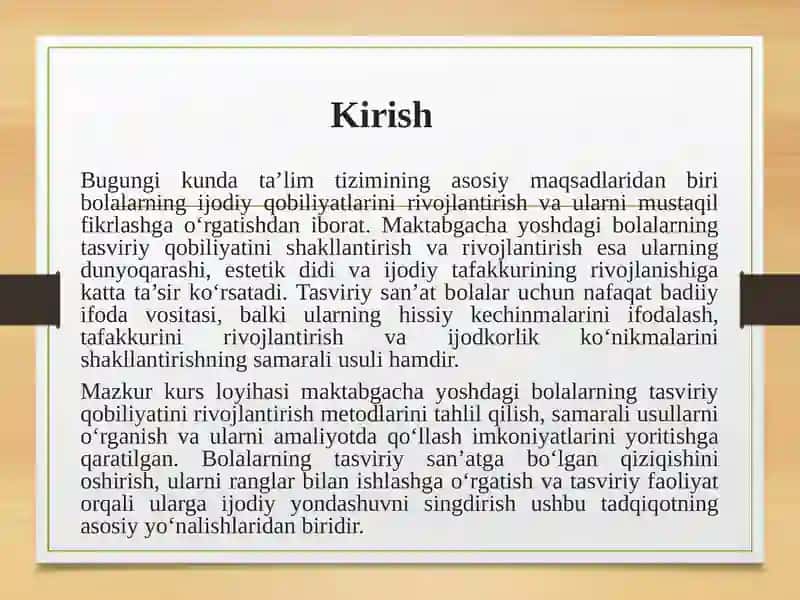 Maktabgacha Yoshdagi Bolalarni Tasviriylashtirish Kursi 3