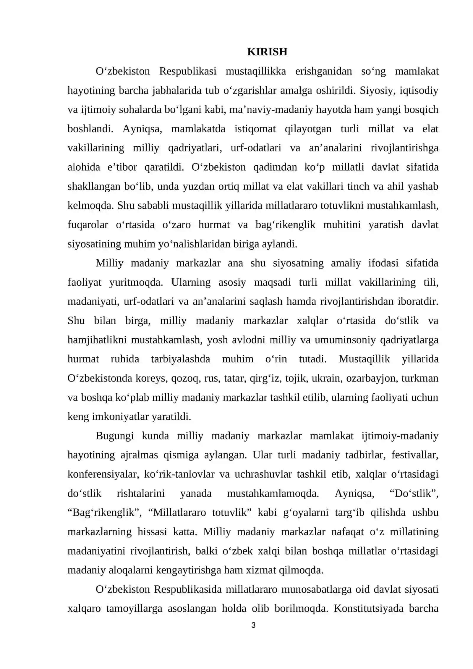 Mustaqillik yillarida Oʻzbekistonda milliy madaniy markazlar faoliyati 3