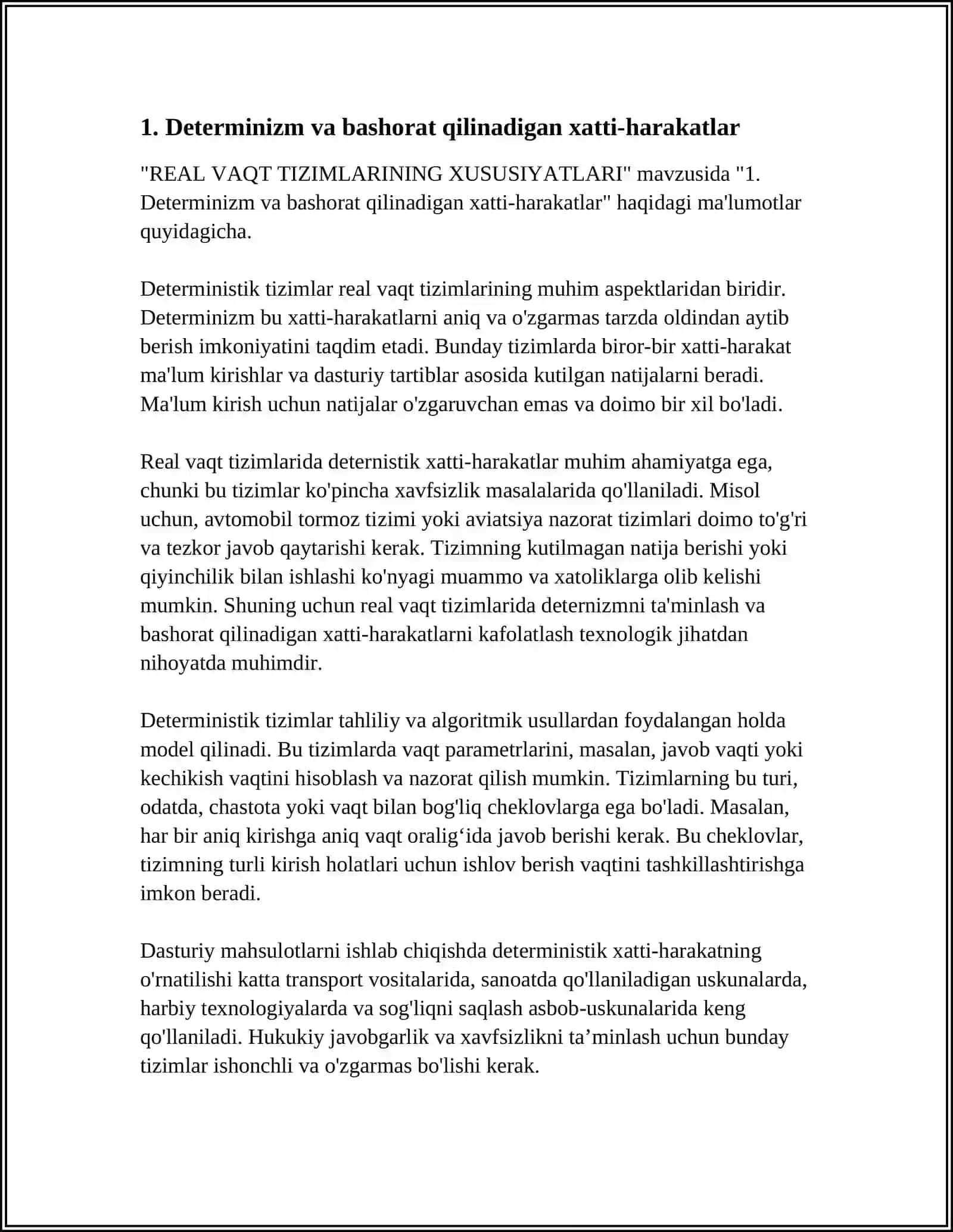 REAL VAQT TIZIMLARINING XUSUSIYATLARI 3