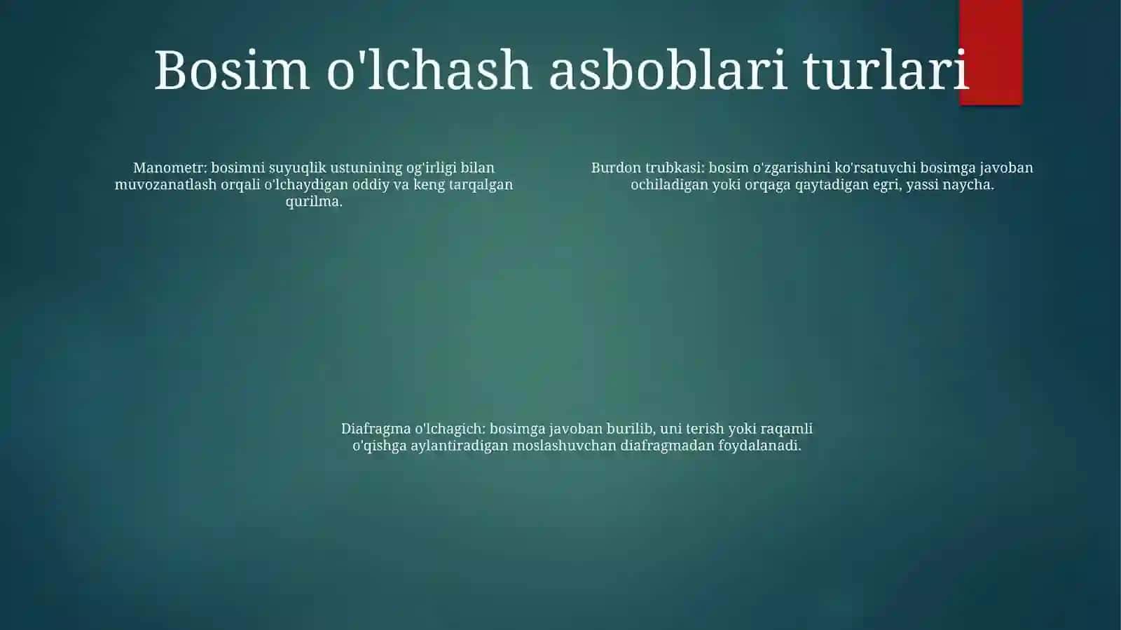 Bosim O'lchash Asboblari 3