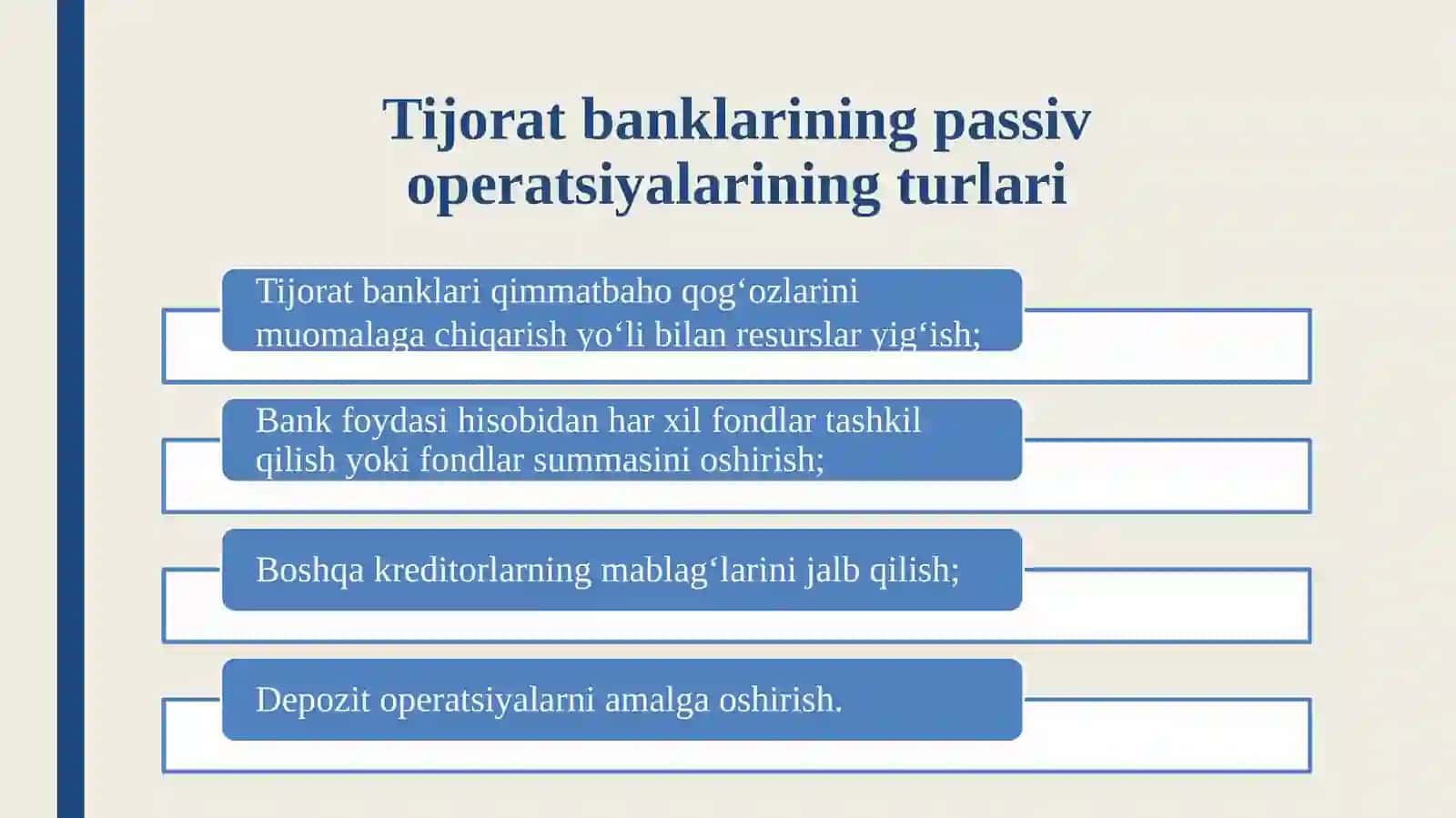 Tijorat banklarining passivlarini barqarorligini takomillashtirish yo’llari 3