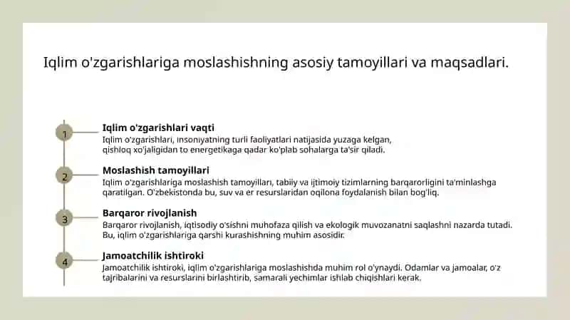 Iqlim o'zgarishlariga moslashish strategiyalari 3
