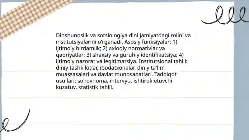 Dinshunoslikning ijtimoiy-gumanitar fanlar bilan aloqadorligi 3