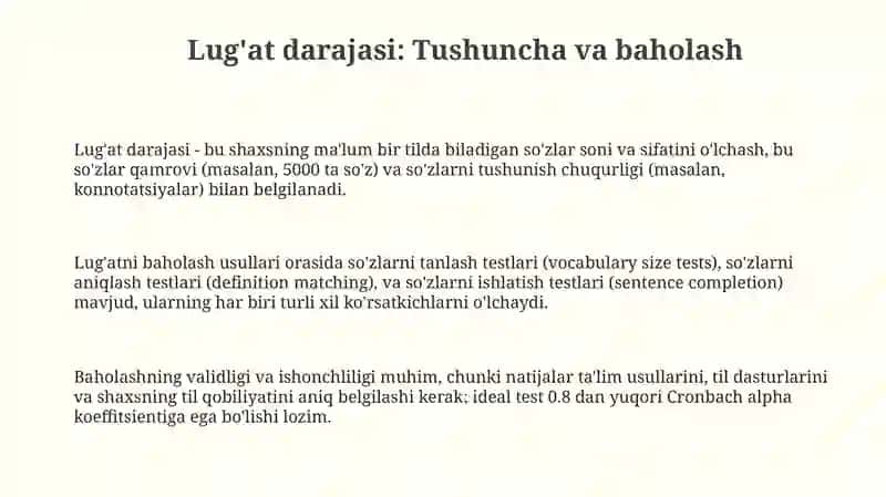 Tilning luğat sathi 3