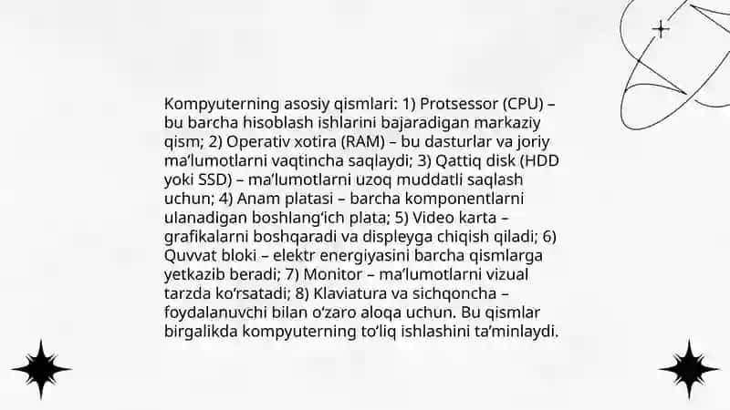 Shaxsiy kompyuterning tuzilishi va arxitekturasi. 3