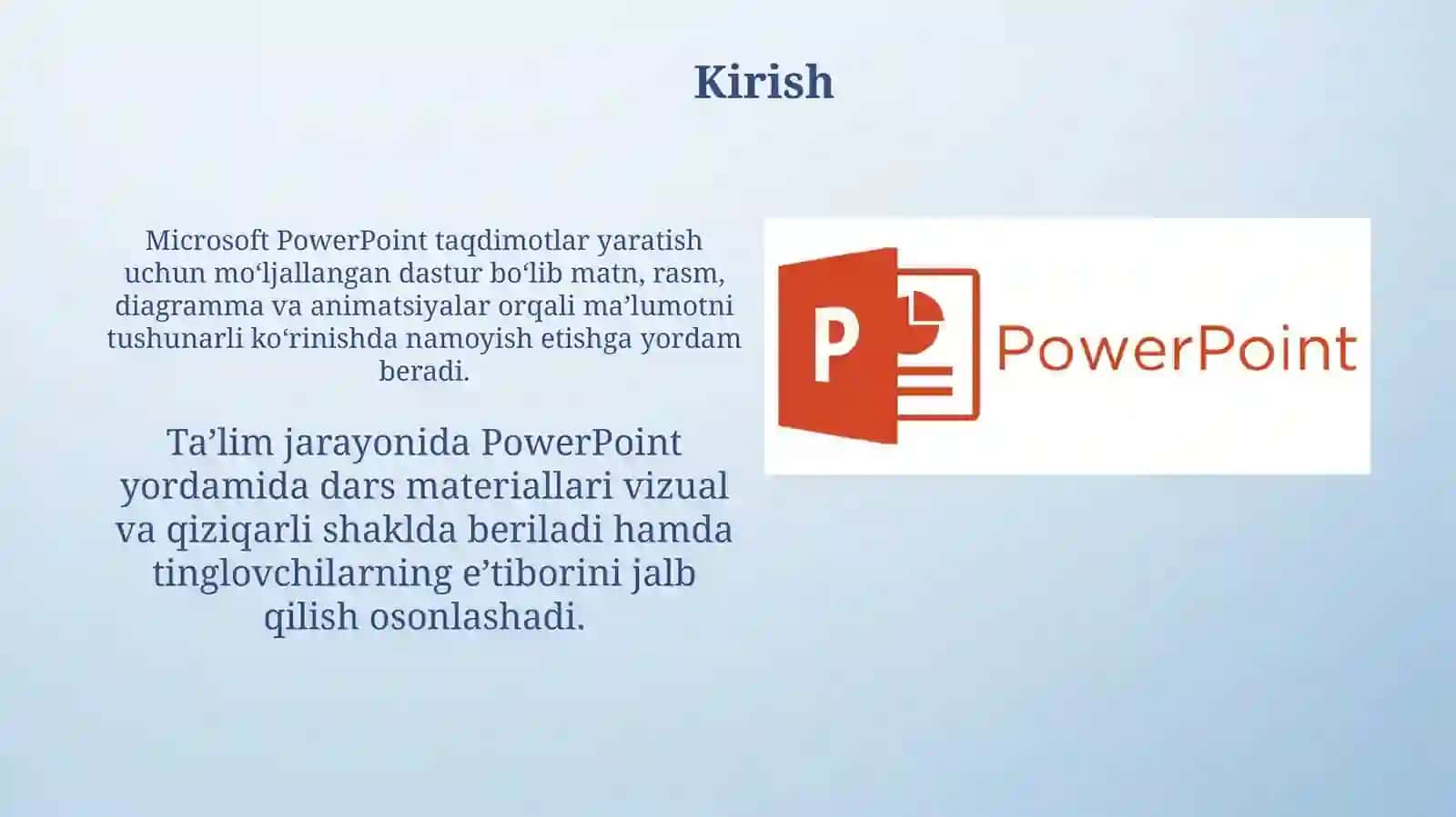 PowerPoint dasturida slaydlar yaratish va animatsiya qo'llash 3