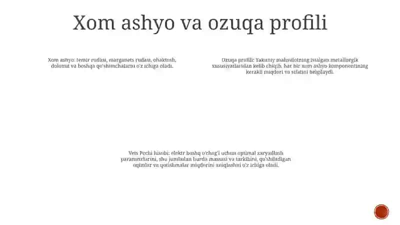 Rux Keklarini Pirometallurgik Qayta Ishlash Vets Pechi Hisobi 3