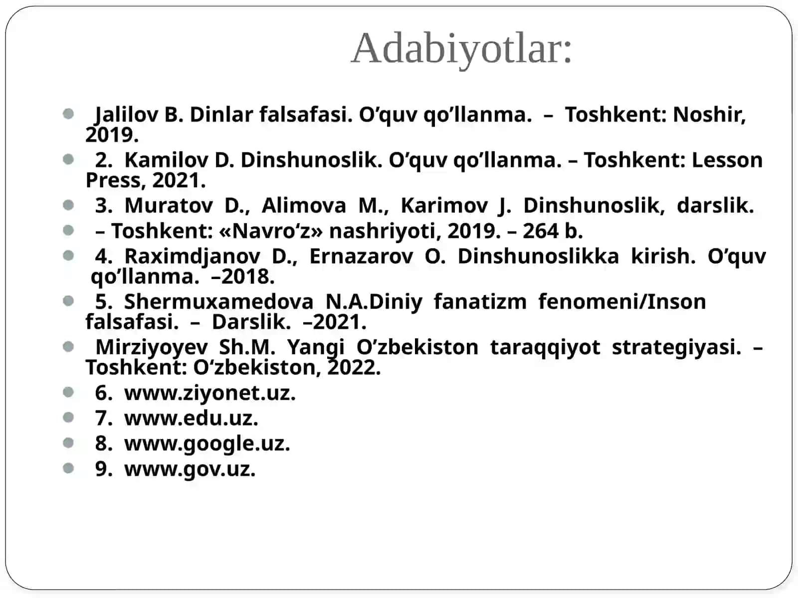 Dinshunoslik fanining predmeti, maqsadi va vazifalari 3