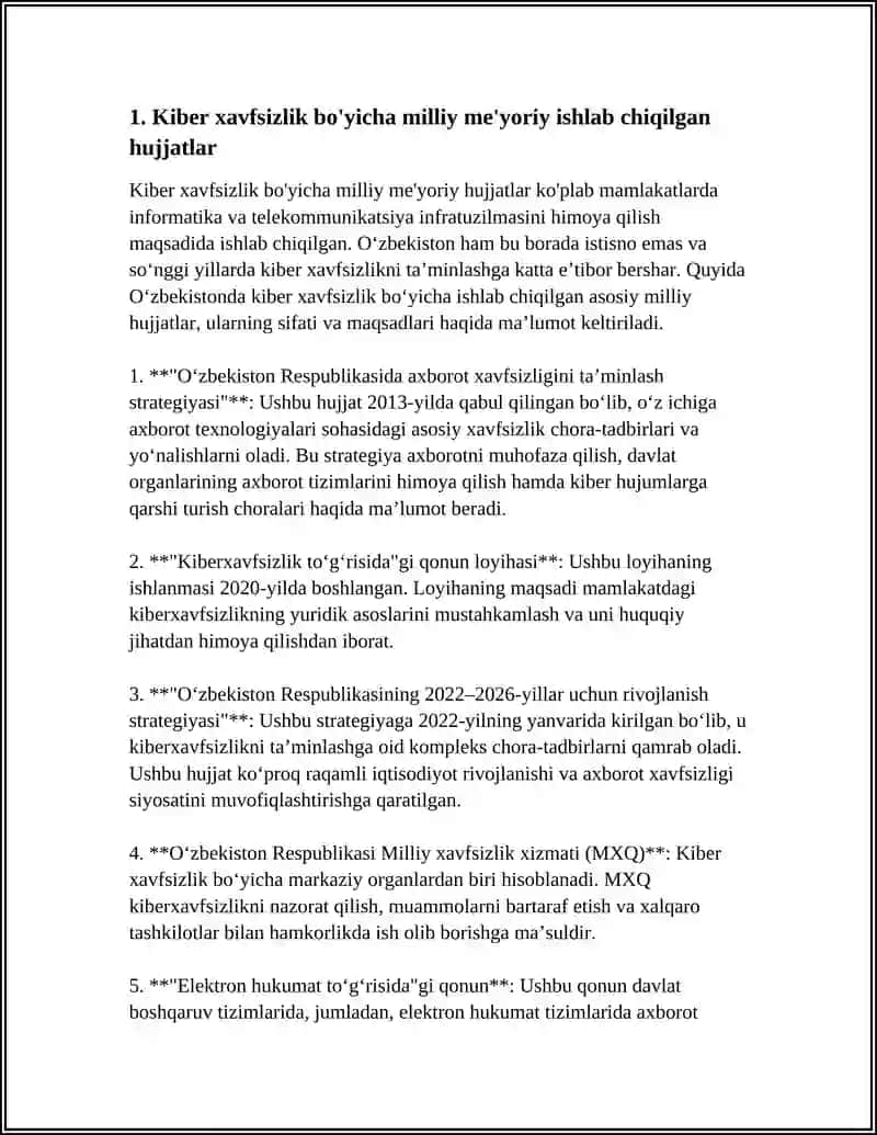 "O‘zbekiston Respublikasida axborot xavfsizligini ta’minlash strategiyasi" 3