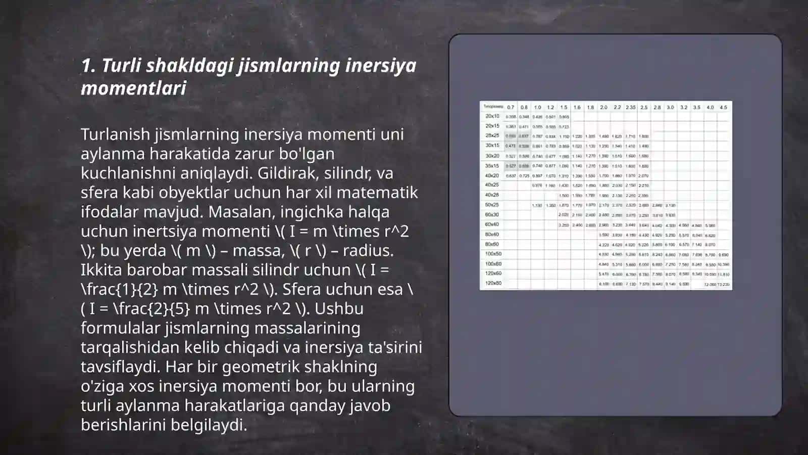 Jismlarning Inersiya Momentlari 3