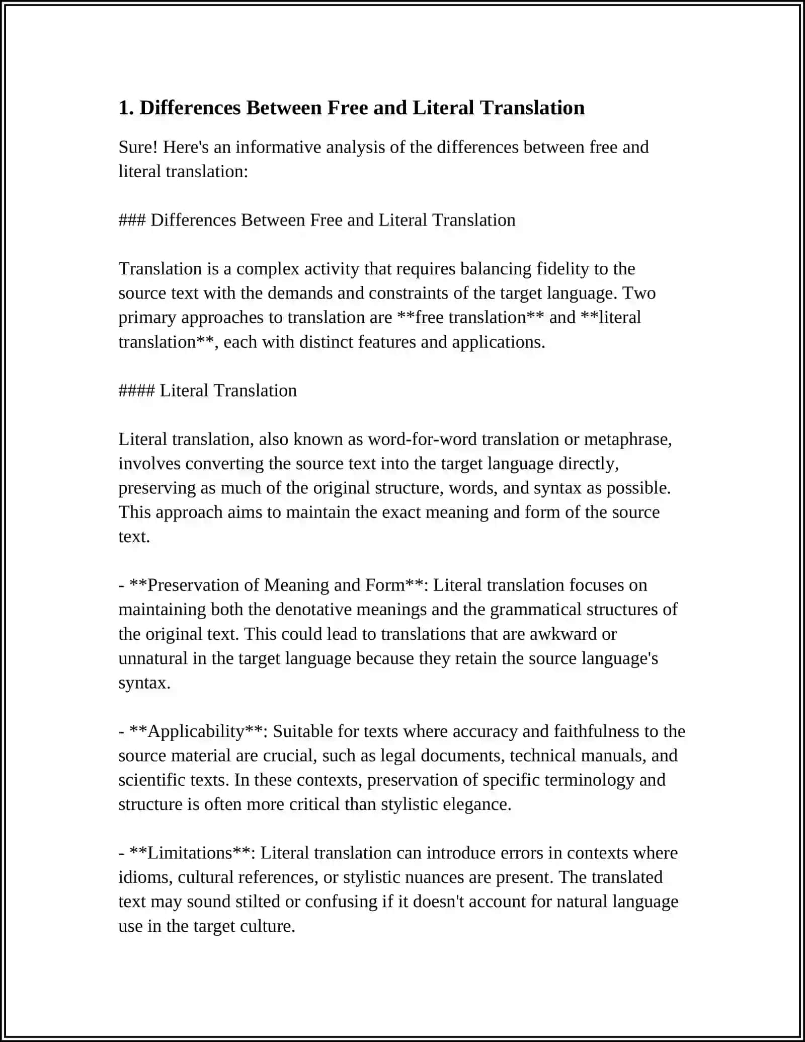 Differences Between Free and Literal Translation 3