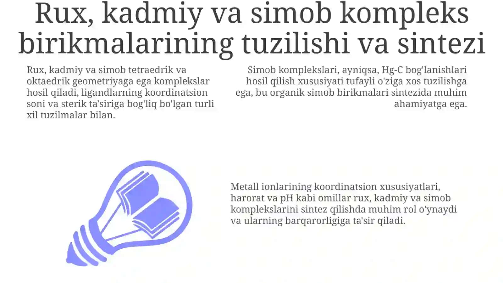 Rux Kadmiy va Simobning kompleks birikmalari 3