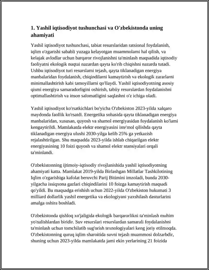 O'ZBEKISTON RESPUBLIKASIDA YASHIL IQTISODIYOT HOLATI TAHLILI 3
