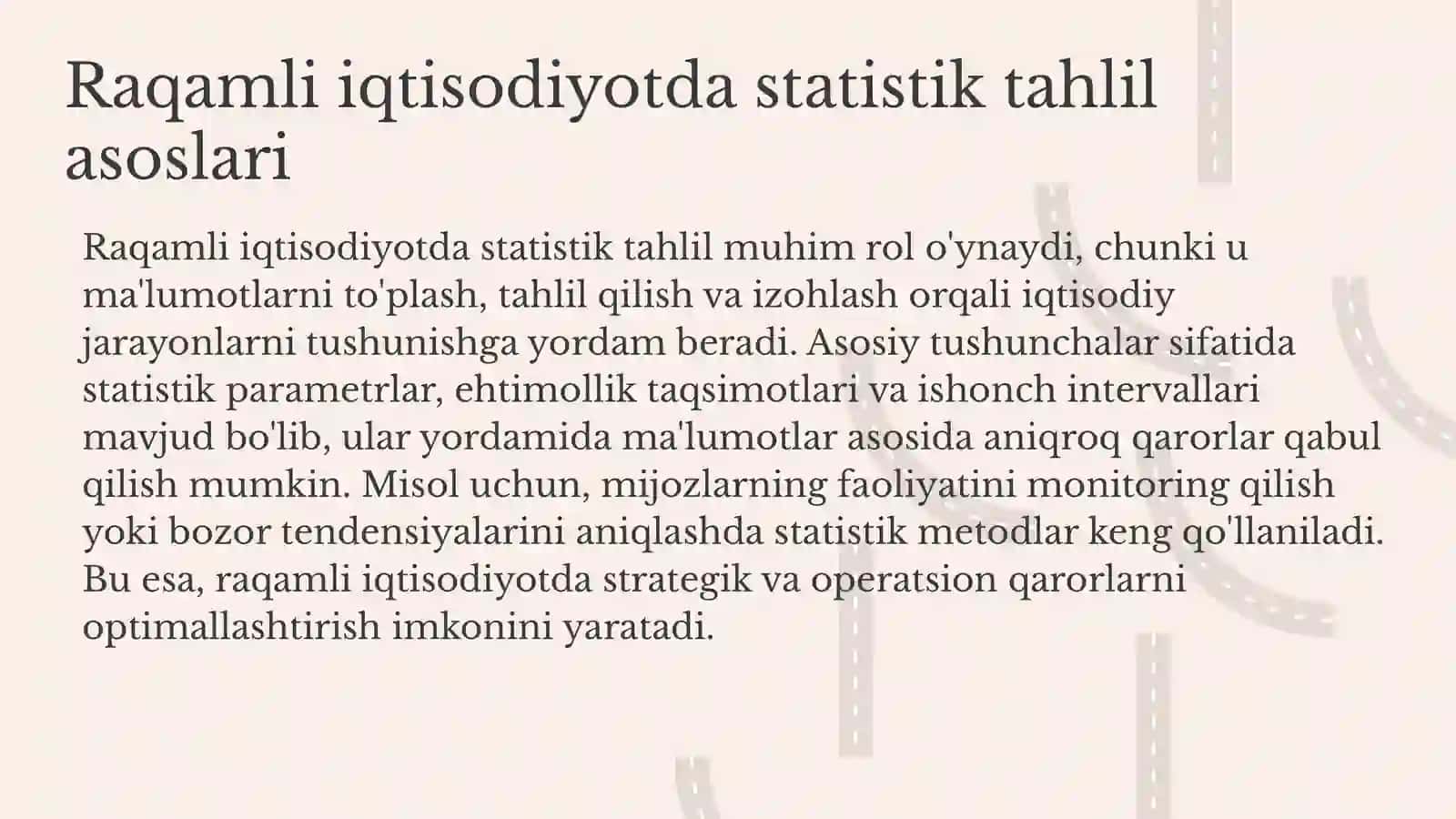 Raqamli iqtisodiyotda statistik tahlil ва Raqamli iqtisodiyotda risklarni boshqarish 3