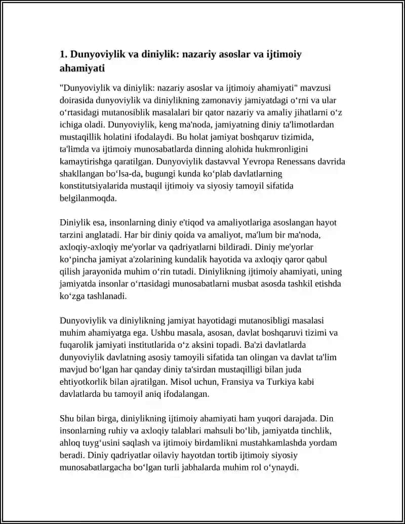 JAMIYAT HAYOTDA DUNYOVIYLIK VA DINIYLIK MUTONASBLIGI 3