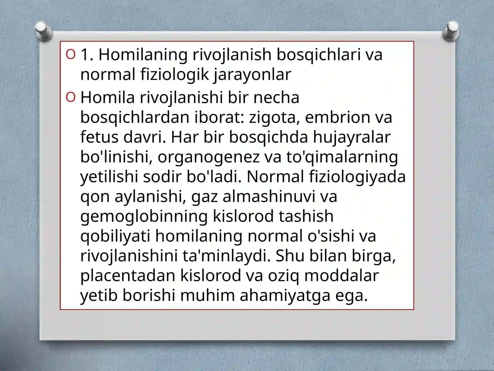 Ona qornida rivojlanish patologiyasi mavzusi 3