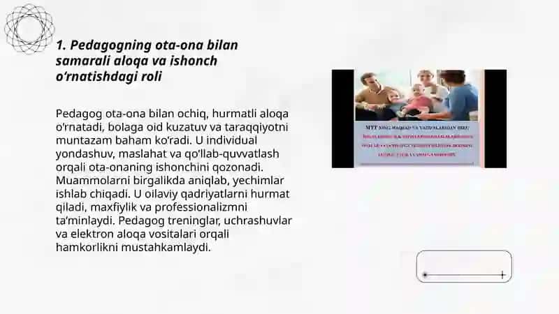 Ilk yoshdagi bolalar bilan ishlashda ota ona bn hamkorlikda pedagogikning roli 3