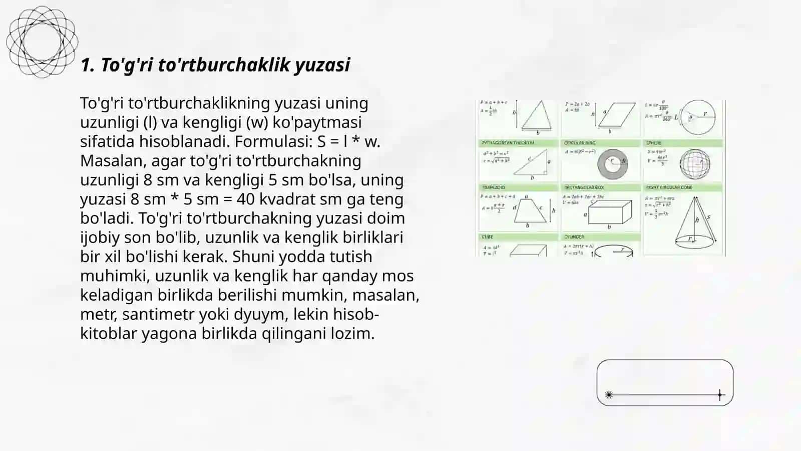 Geometrik shakllarini yuzalari va hajmlari 3