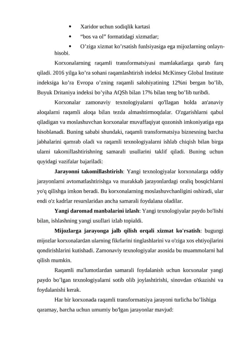 Raqamli transformatsiyalarni yo'nalishlari 3