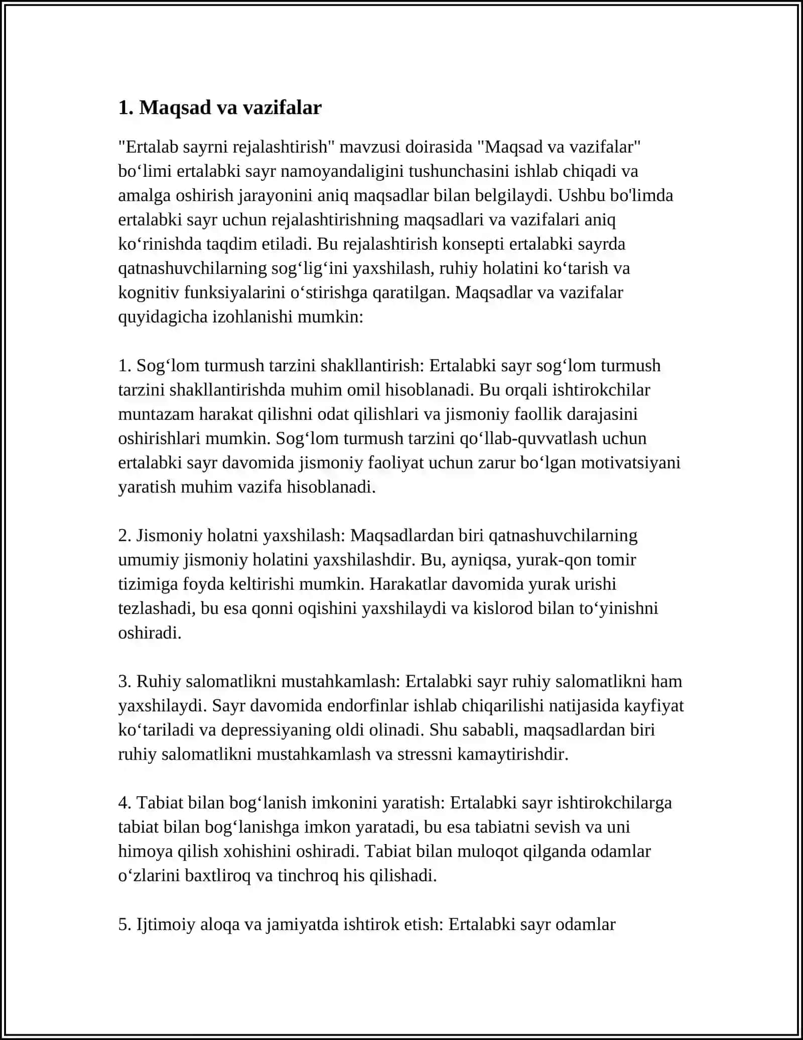Ertalab sayrni rejalashtirish plan konspekti 3