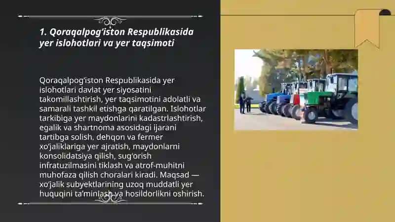 Qoraqalpogʻiston Respublikasida qishloq xoʻjaligi sohasini rivojlantirish uchun islohotlar 3
