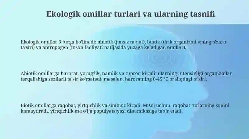 Turli ekologik omillarning tirik organizmlarga tasir etish mexanizmlari 3