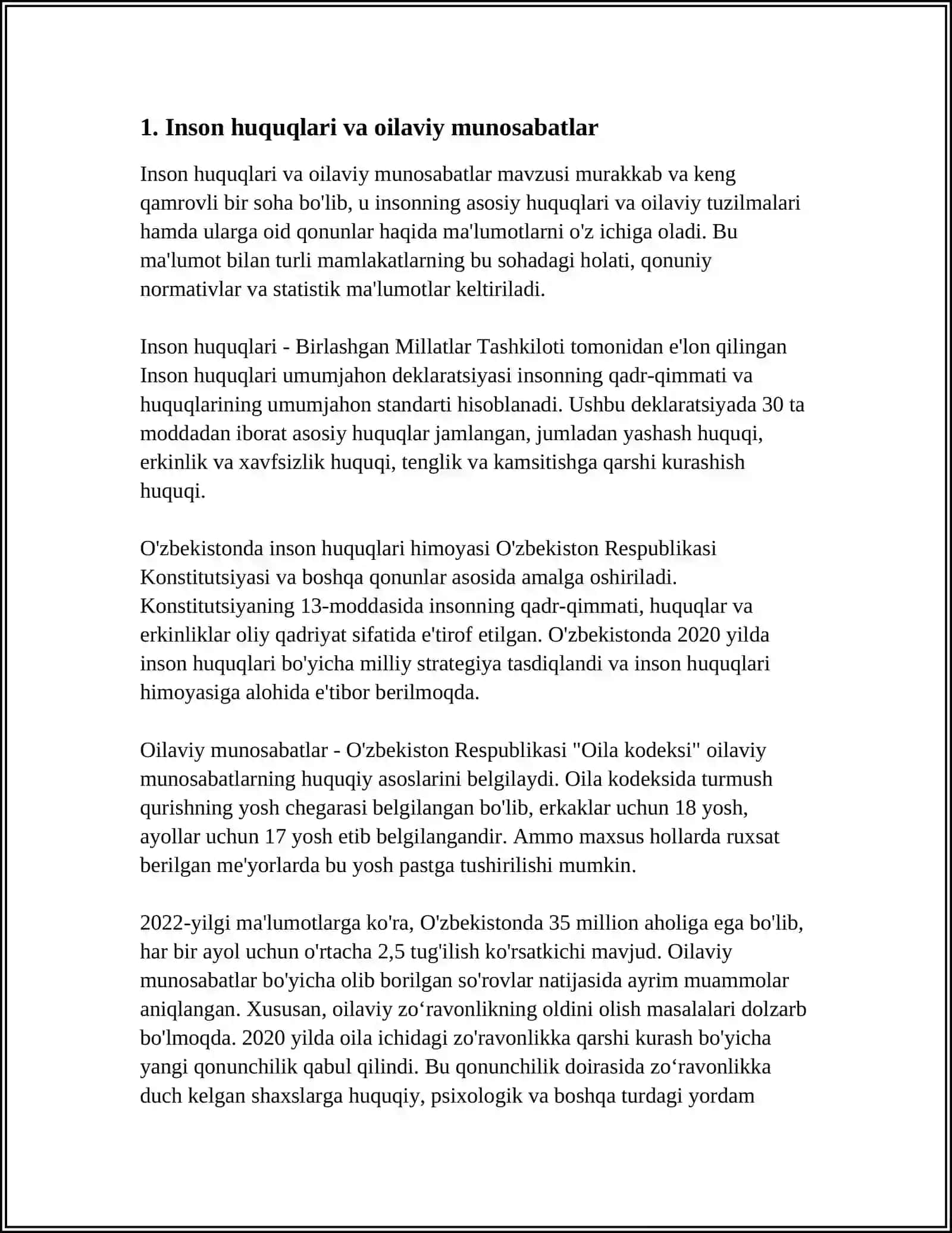 INSON HUQUQLARI OILA NIKOH TALOQ IDDA ZIHOR TUSHUNCHALARI 3