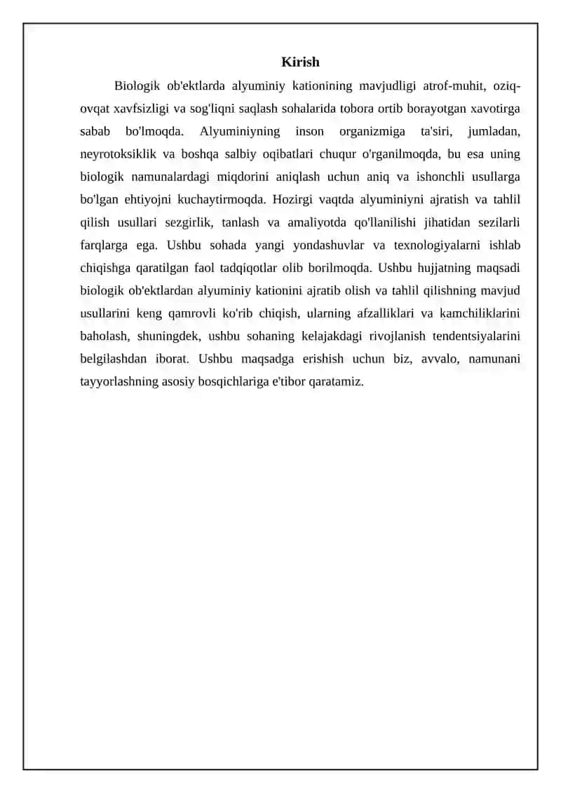 Aluminiy kationini biologik obyektlardan ajratib olish va tahlil usullari 3