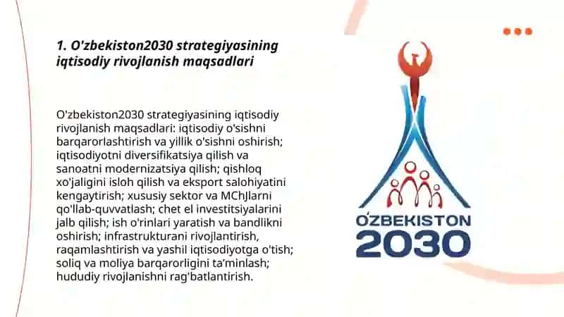 O'zbekiston2030 strategiyasi va unda belgilangan vazifalarning asosiy maqsadi 3