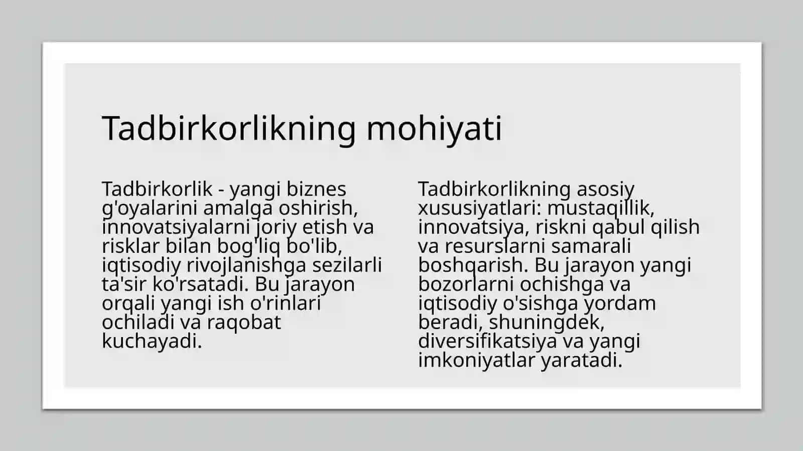 Tadbirkorlikning mohiyati va asosiy tushunchalari 3