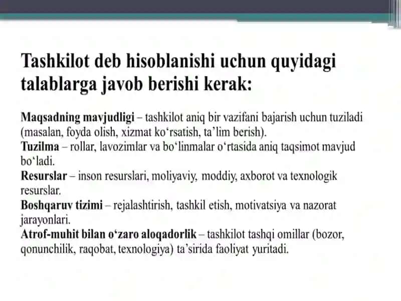 Tashkilotlar va ularni boshqarish 3
