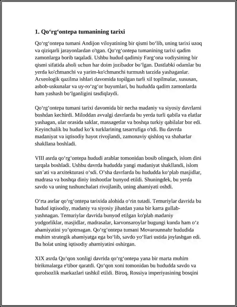 Qoʻrgʻontepa Tumani Referat 3