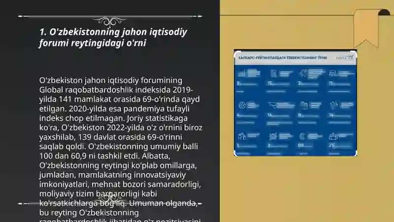 O’zbekiston xalqaro reytingi va indekslardagi o’rni 3