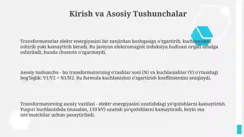 Transformatorlar va ularning ishlash tamoyili 3