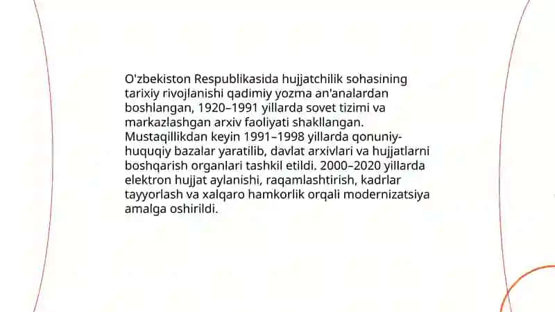 O'zbekiston Respublikasida hujjatchilikning takomillashuvi 3
