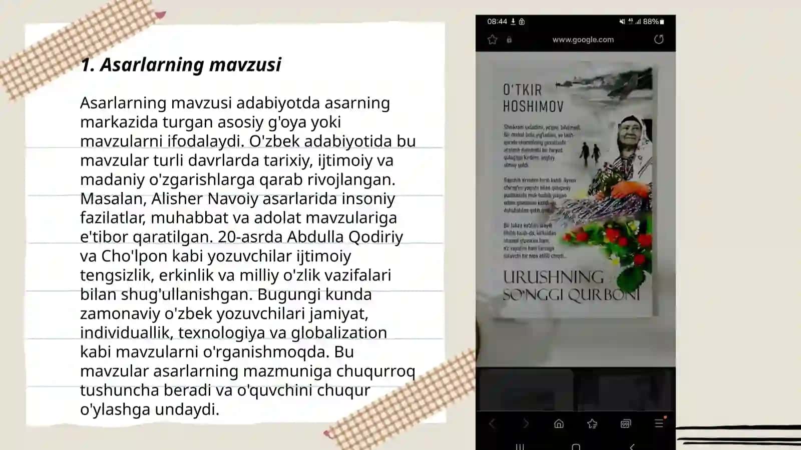 Yozsiz yil va Urushning soʻnggi qurboni hikoyalarining qiyoslanishi 3