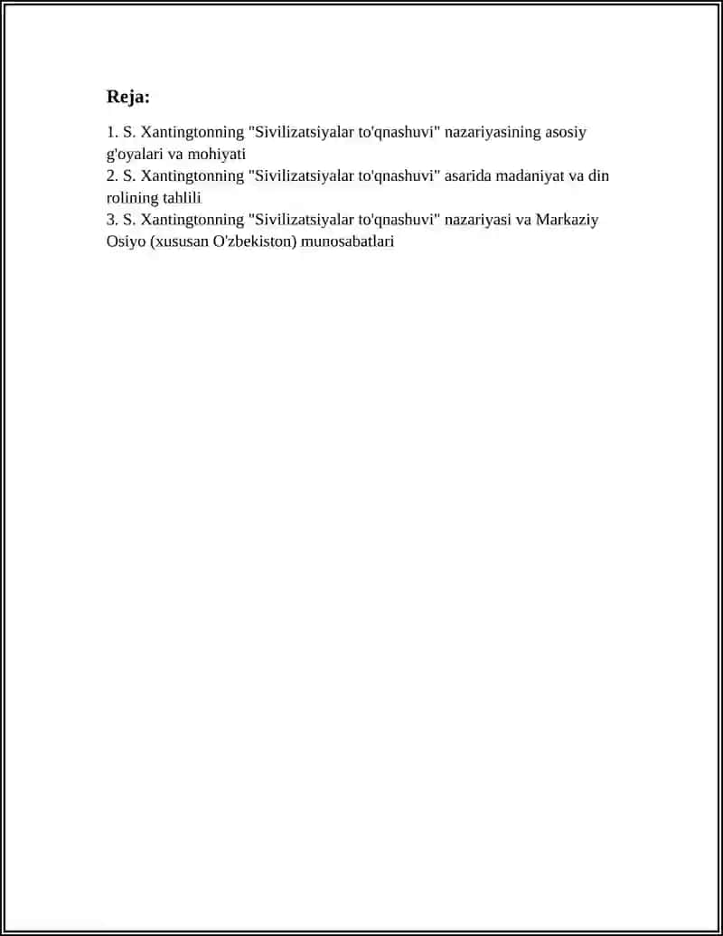 S Xantingtonning Sivilizatsiyalar To'qnashuvi 3