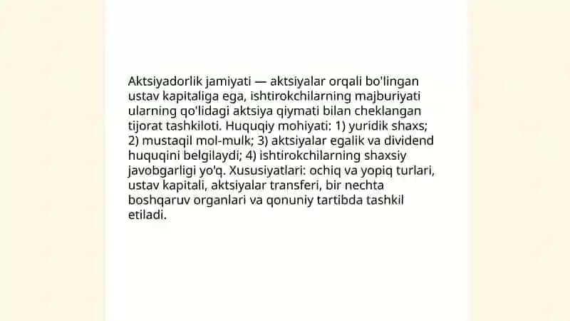 Aktsiyadorlik jamiyati. Firmani tashkil qilish 3