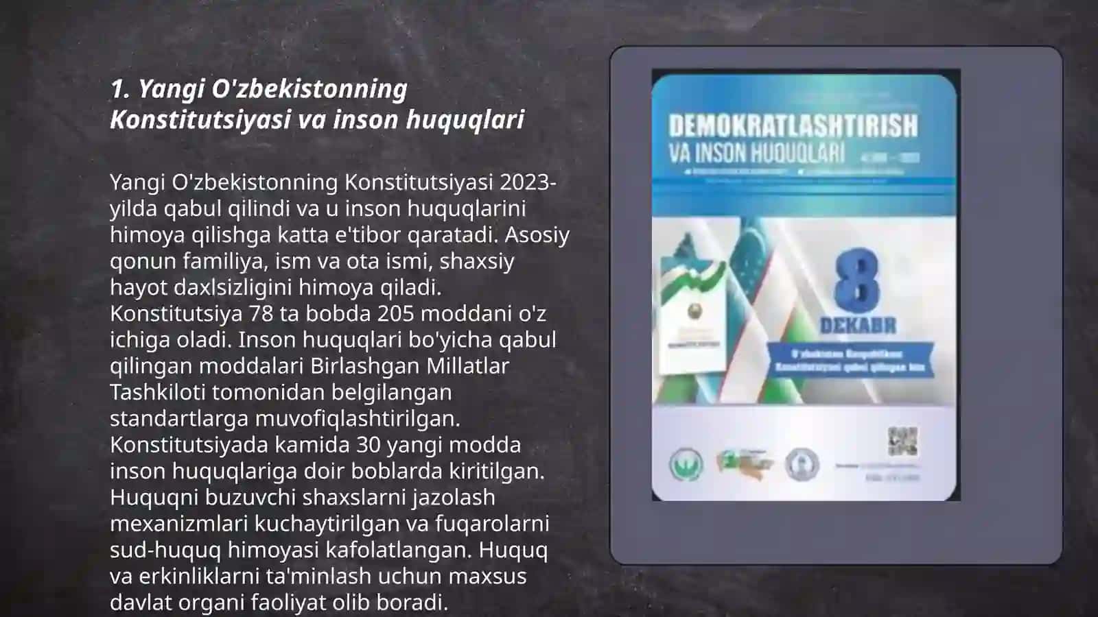 Yangi Oʼzbekistonda inson haq-huquqlari va erkinliklari kafolatining yaratilishi 3
