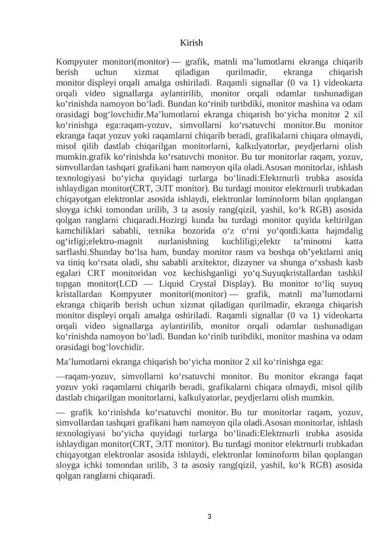 Monitor va sichqoncha qurilmalarining turlari va vazifalari 3