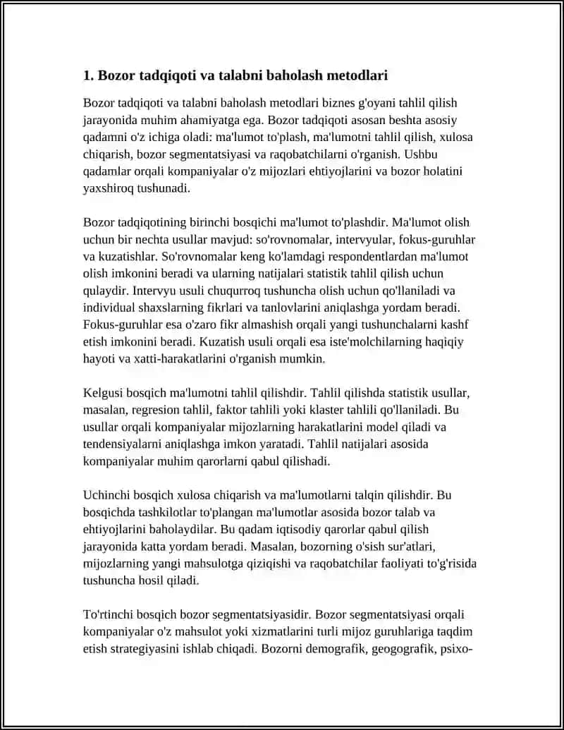 BIZNES GʻOYANI TAXLIL QILISH USULARI 3